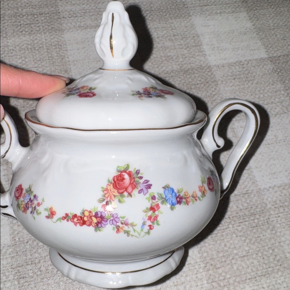 Vtg Winterling Germany Porcelain Bowl w lid floral and gold trim sugar/tea bags - Picture 6 of 12